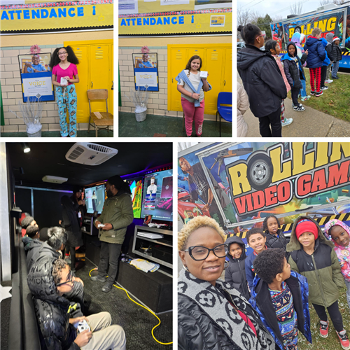 collage of students celebrating perfect attendance